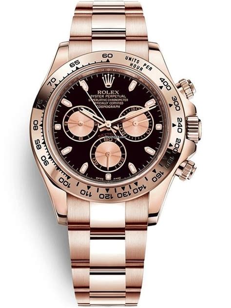 rolex daytona rose gold black dial|rolex daytona gold black face.